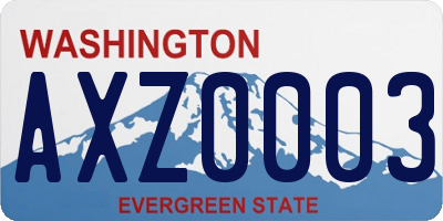 WA license plate AXZ0003
