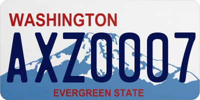 WA license plate AXZ0007
