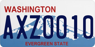WA license plate AXZ0010