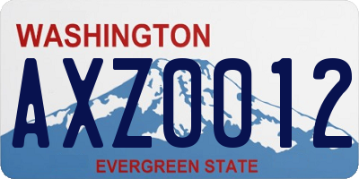 WA license plate AXZ0012