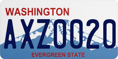 WA license plate AXZ0020
