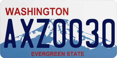 WA license plate AXZ0030