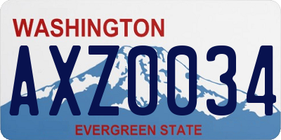 WA license plate AXZ0034