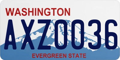 WA license plate AXZ0036