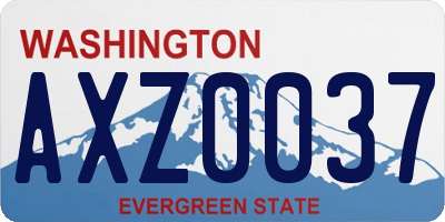 WA license plate AXZ0037