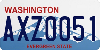 WA license plate AXZ0051