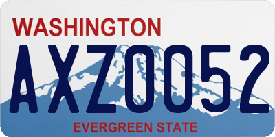 WA license plate AXZ0052