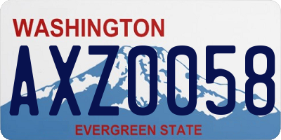 WA license plate AXZ0058