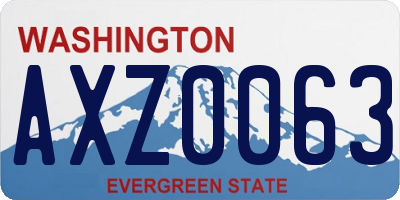 WA license plate AXZ0063
