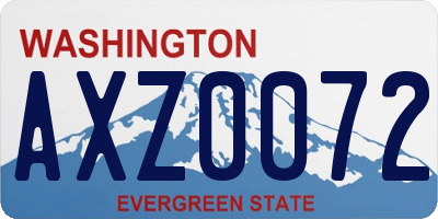 WA license plate AXZ0072