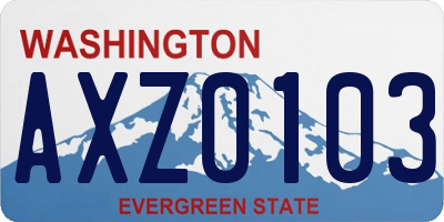 WA license plate AXZ0103