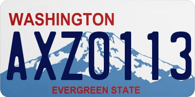 WA license plate AXZ0113