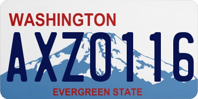 WA license plate AXZ0116