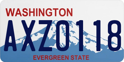 WA license plate AXZ0118