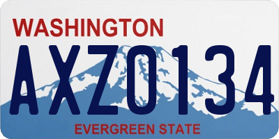 WA license plate AXZ0134