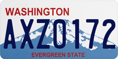 WA license plate AXZ0172