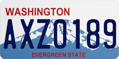 WA license plate AXZ0189
