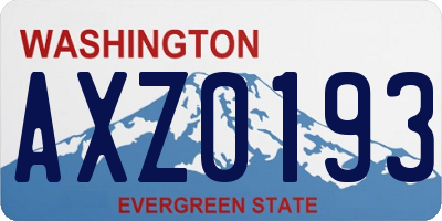 WA license plate AXZ0193
