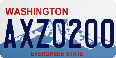 WA license plate AXZ0200
