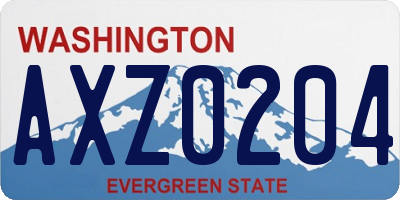 WA license plate AXZ0204