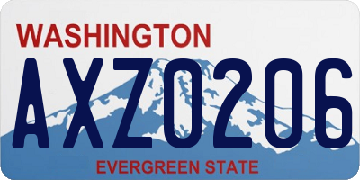 WA license plate AXZ0206