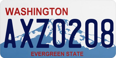 WA license plate AXZ0208