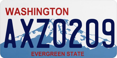 WA license plate AXZ0209