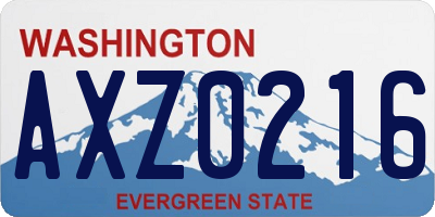 WA license plate AXZ0216