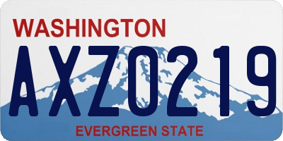 WA license plate AXZ0219