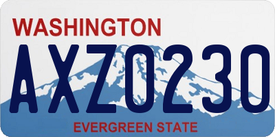 WA license plate AXZ0230