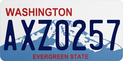 WA license plate AXZ0257