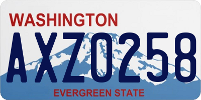 WA license plate AXZ0258