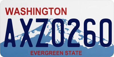 WA license plate AXZ0260