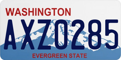 WA license plate AXZ0285