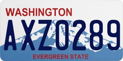 WA license plate AXZ0289