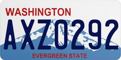 WA license plate AXZ0292