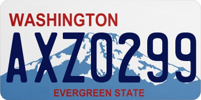 WA license plate AXZ0299
