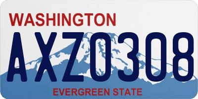 WA license plate AXZ0308