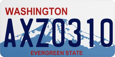 WA license plate AXZ0310