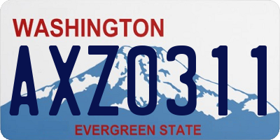 WA license plate AXZ0311