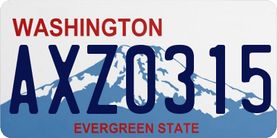 WA license plate AXZ0315