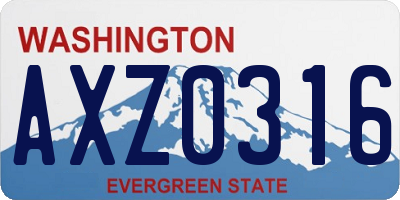 WA license plate AXZ0316