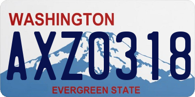 WA license plate AXZ0318