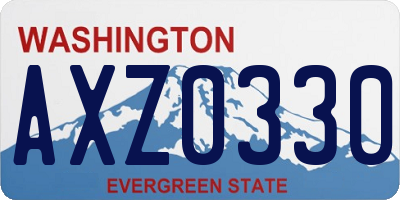 WA license plate AXZ0330