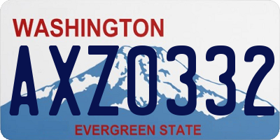 WA license plate AXZ0332