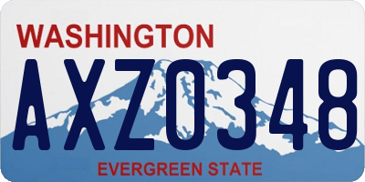 WA license plate AXZ0348