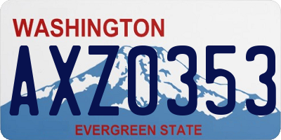 WA license plate AXZ0353