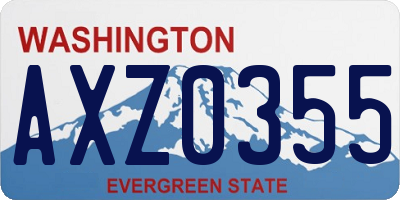 WA license plate AXZ0355