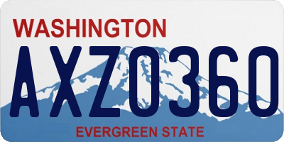 WA license plate AXZ0360