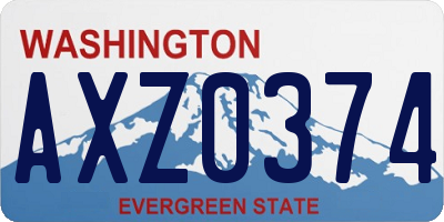 WA license plate AXZ0374